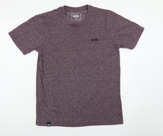 Diesel Men's Purple Short Sleeve Crew Neck Cotton Blend T-Shirt Size M