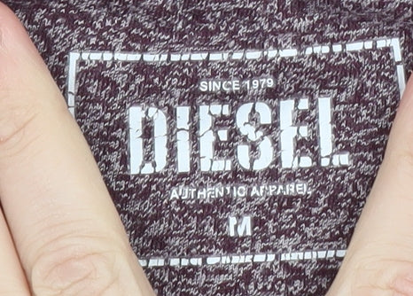 Diesel Men's Purple Short Sleeve Crew Neck Cotton Blend T-Shirt Size M