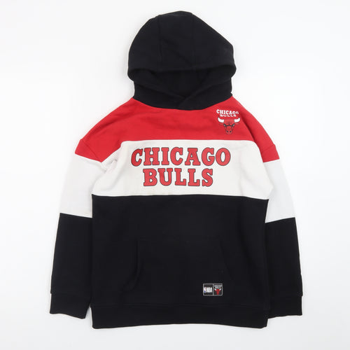 Primark Boys Black Red Chicago Bulls Pullover Hoodie 9-10 Years