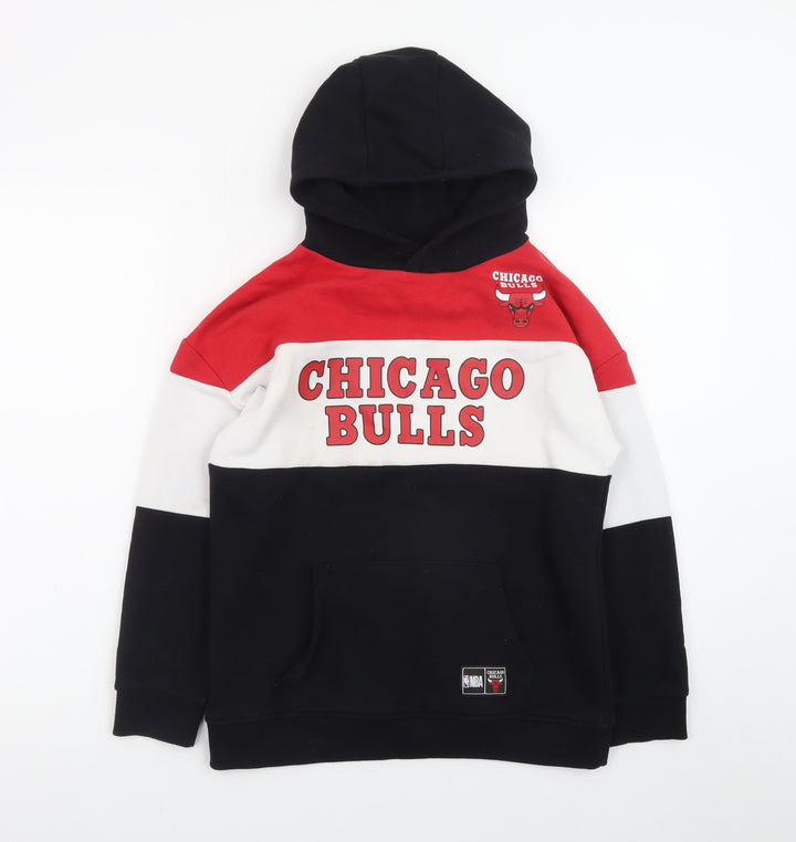 Primark Boys Black Red Chicago Bulls Pullover Hoodie 9-10 Years