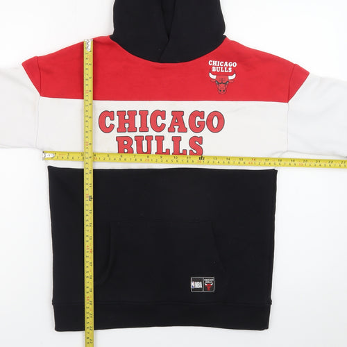 Primark Boys Black Red Chicago Bulls Pullover Hoodie 9-10 Years