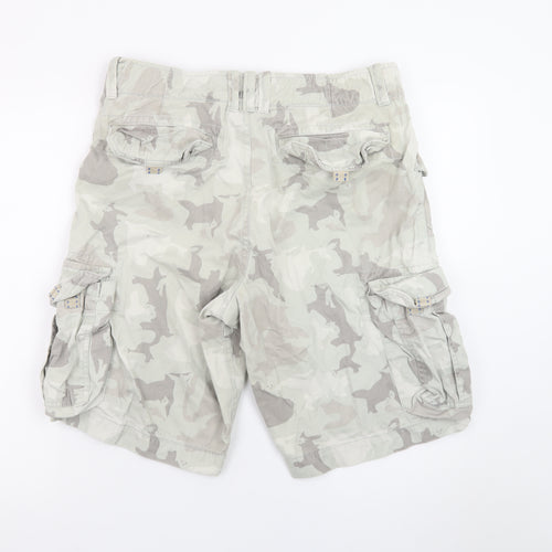 Next Men's Grey Camouflage Cargo Shorts Size 34 Regular Fit