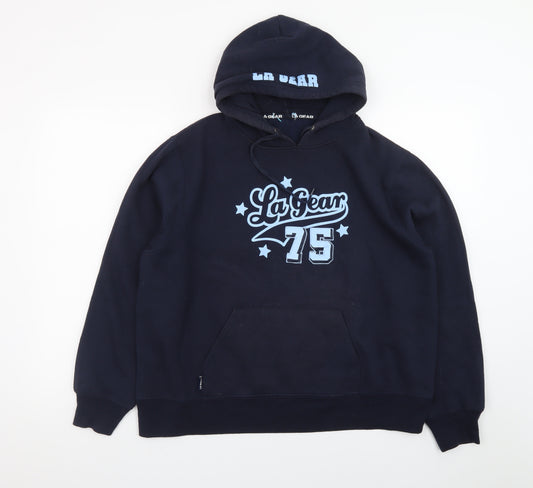LA Gear Men's Blue Pullover Hoodie XL Graphic Logo Sportswear