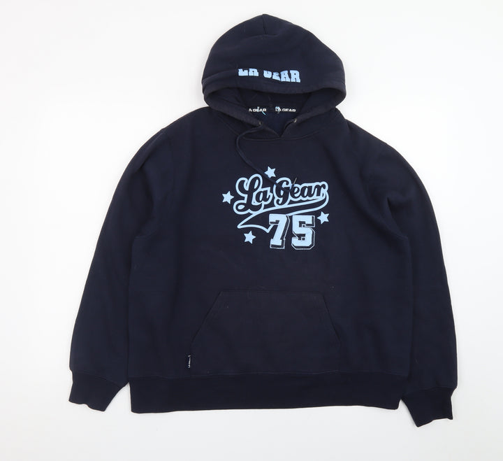 LA Gear Men's Blue Pullover Hoodie XL Graphic Logo Sportswear