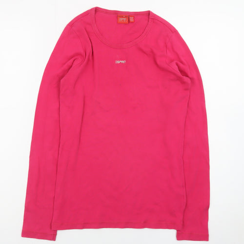 Esprit Women’s Pink Long Sleeve Cotton Basic T-Shirt Size S