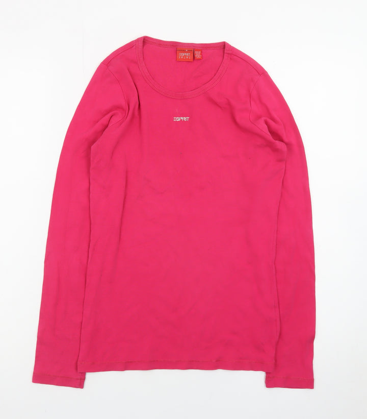 Esprit Women’s Pink Long Sleeve Cotton Basic T-Shirt Size S