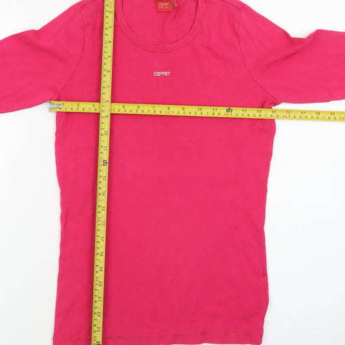 Esprit Women’s Pink Long Sleeve Cotton Basic T-Shirt Size S