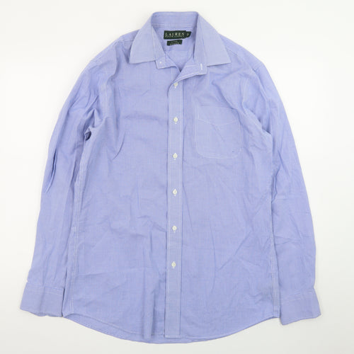 Lauren Ralph Lauren Men's Blue Fitted Non-Iron Cotton Dress Shirt 15.5 39