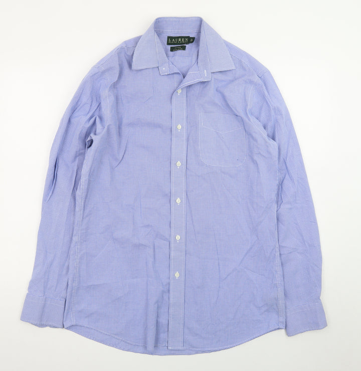 Lauren Ralph Lauren Men's Blue Fitted Non-Iron Cotton Dress Shirt 15.5 39