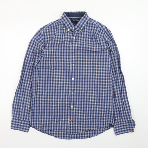 Tommy Hilfiger Men's Blue Check Button-Down Long Sleeve Shirt M