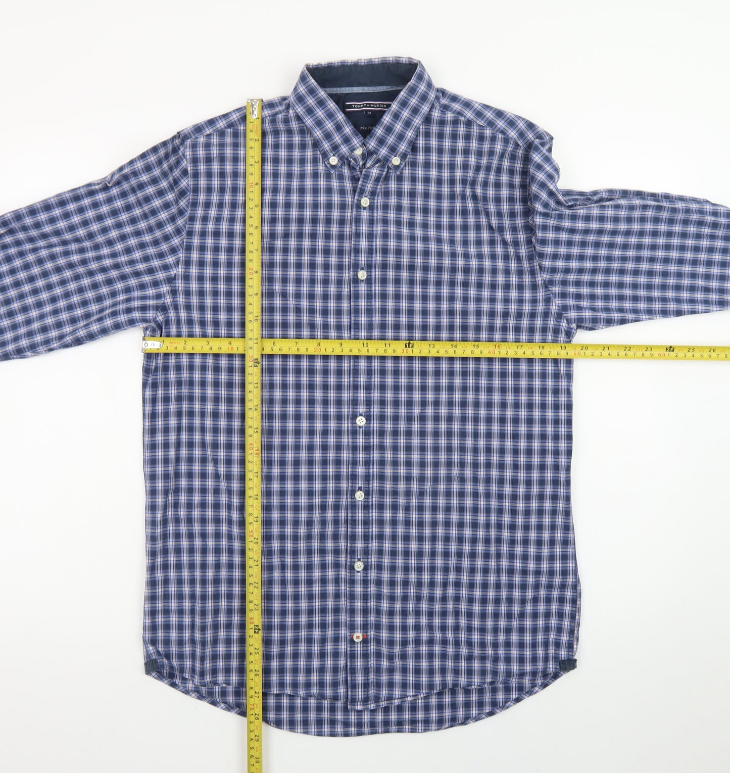 Tommy Hilfiger Men's Blue Check Button-Down Long Sleeve Shirt M