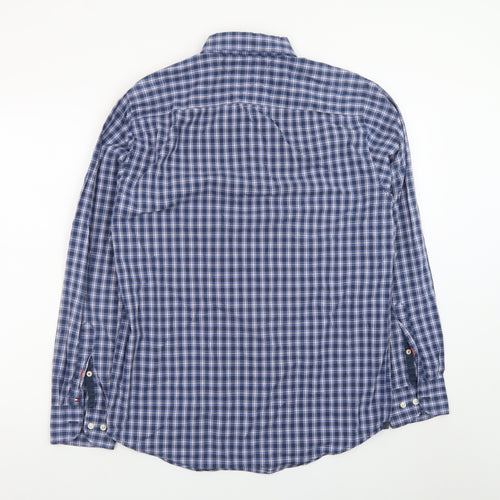 Tommy Hilfiger Men's Blue Check Button-Down Long Sleeve Shirt M
