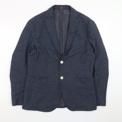 Zara Men’s Blue Slim Fit Herringbone Cotton Blazer Size 38