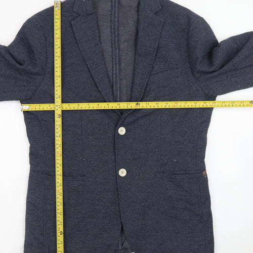 Zara Men’s Blue Slim Fit Herringbone Cotton Blazer Size 38