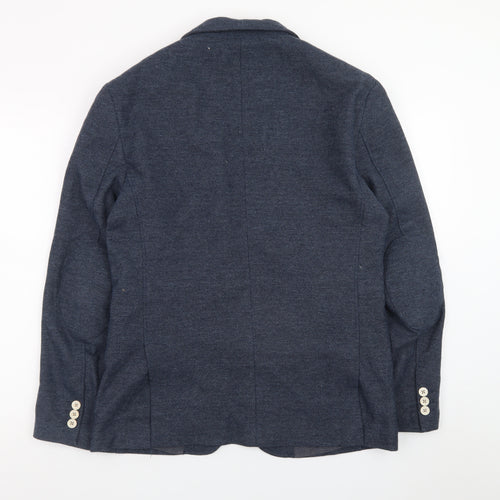 Zara Men’s Blue Slim Fit Herringbone Cotton Blazer Size 38