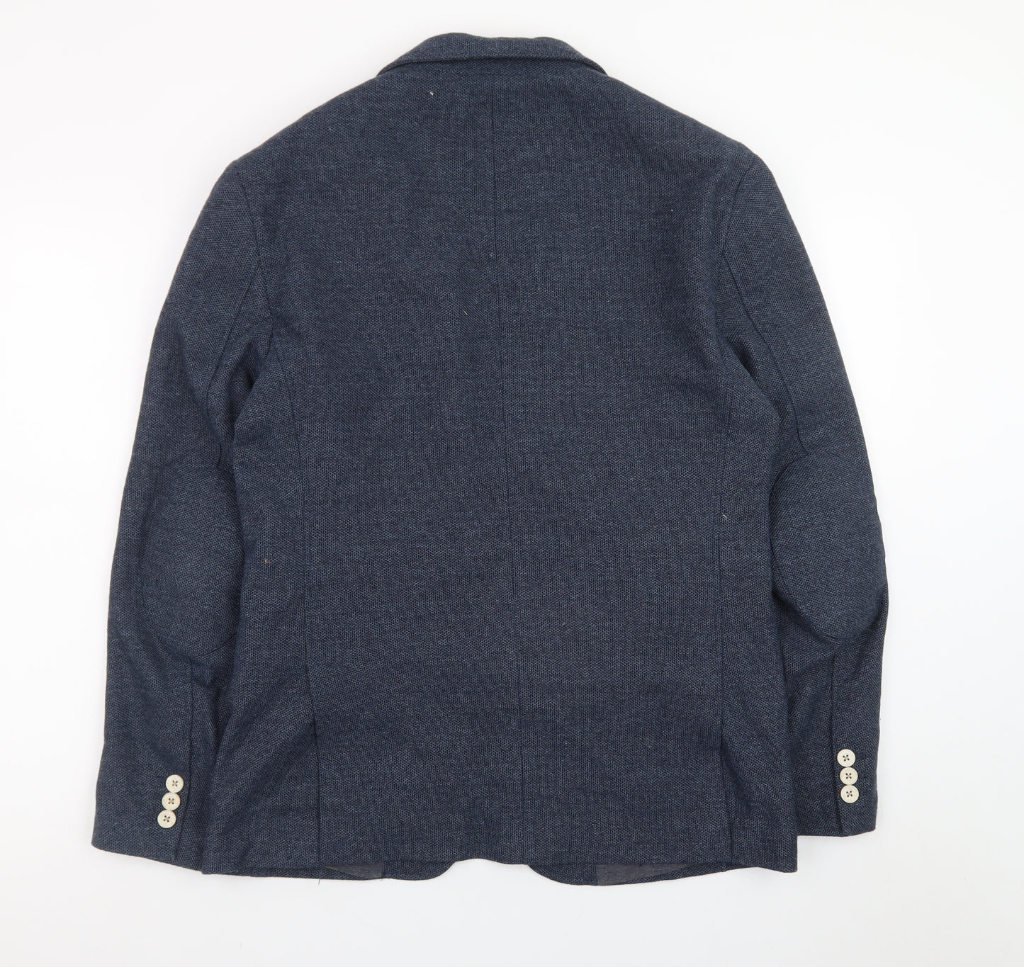 Zara Men’s Blue Slim Fit Herringbone Cotton Blazer Size 38