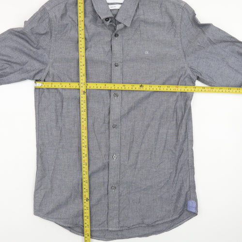 Calvin Klein Jeans Men's Grey Slim Fit Long Sleeve Button-Up Shirt S