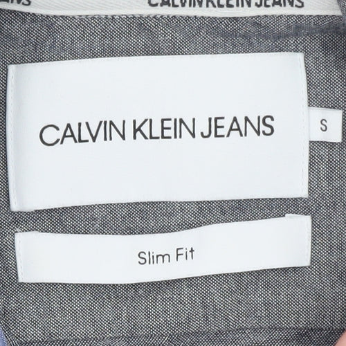Calvin Klein Jeans Men's Grey Slim Fit Long Sleeve Button-Up Shirt S