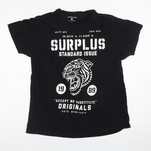 Cedarwood State Men's Black Tiger Graphic Crew Neck T-Shirt Size L