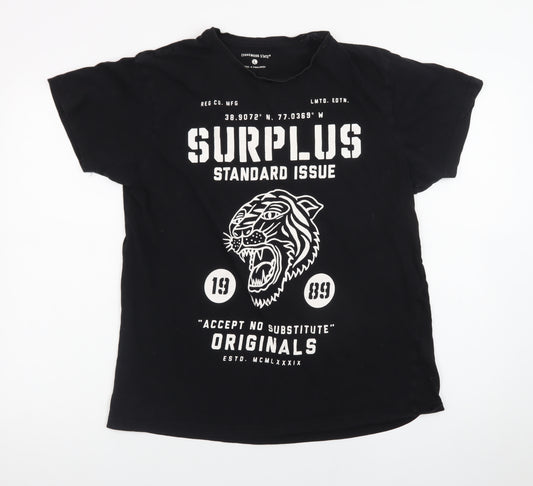 Cedarwood State Men's Black Tiger Graphic Crew Neck T-Shirt Size L