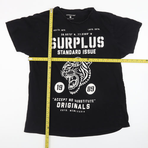 Cedarwood State Men's Black Tiger Graphic Crew Neck T-Shirt Size L