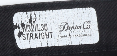 Denim Co. Men’s Black Straight Leg Jeans W32 L30 Regular Fit