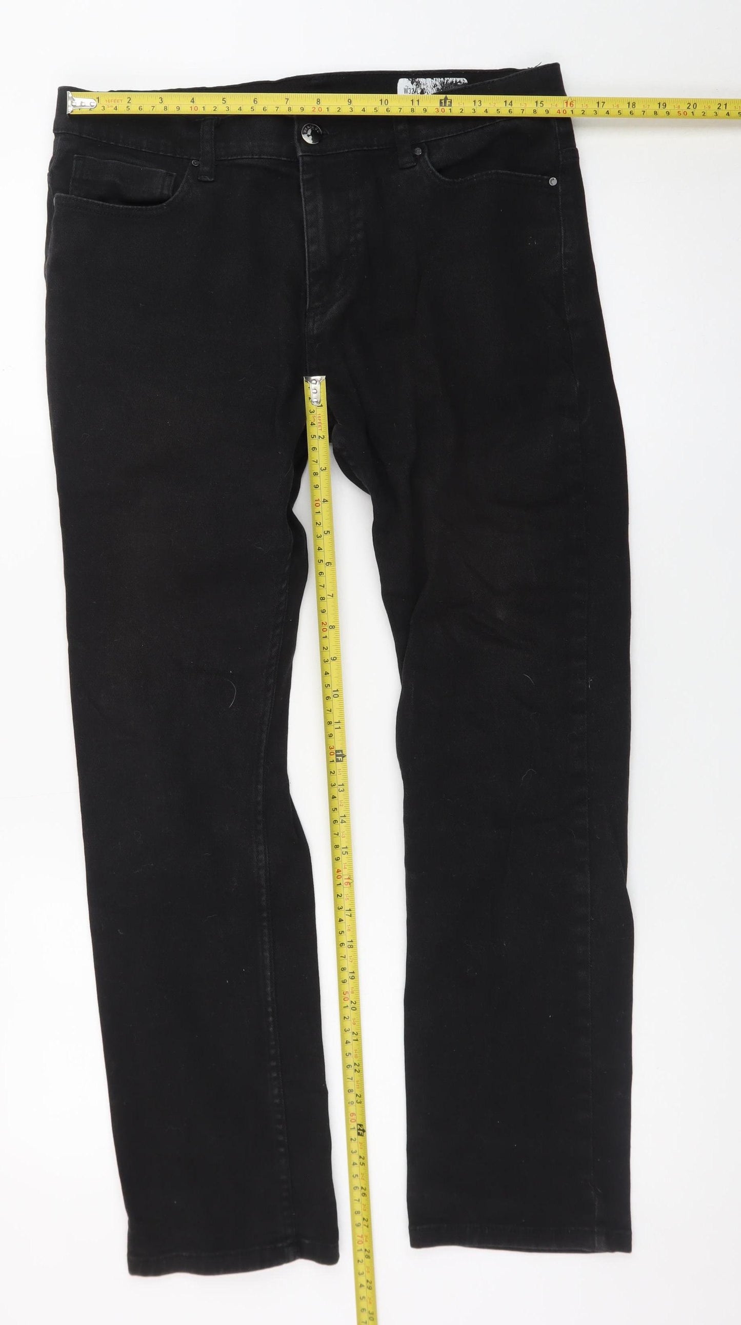 Denim Co. Men's Black Straight Jeans 32W 30L Regular Fit