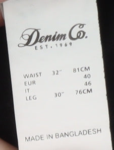 Denim Co. Men's Black Straight Jeans 32W 30L Regular Fit