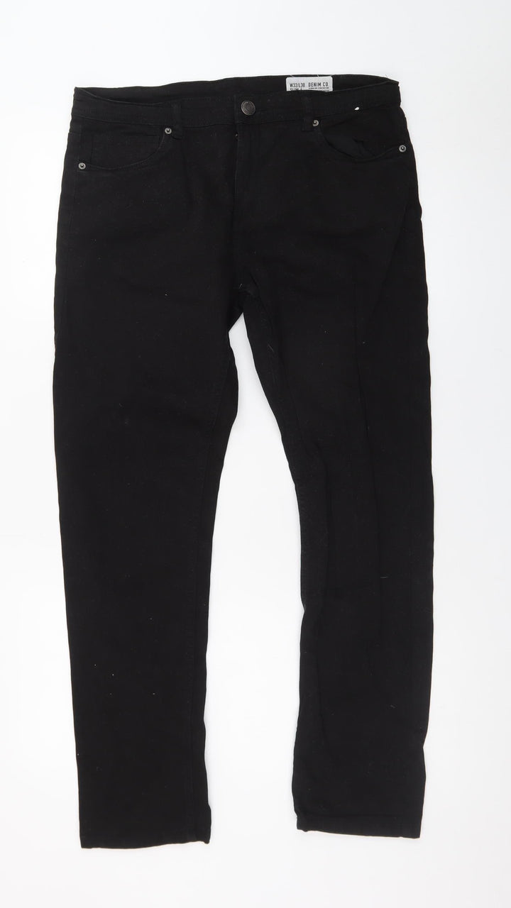 Denim Co Men’s Black Slim Fit Jeans W32 L30 Mid Rise