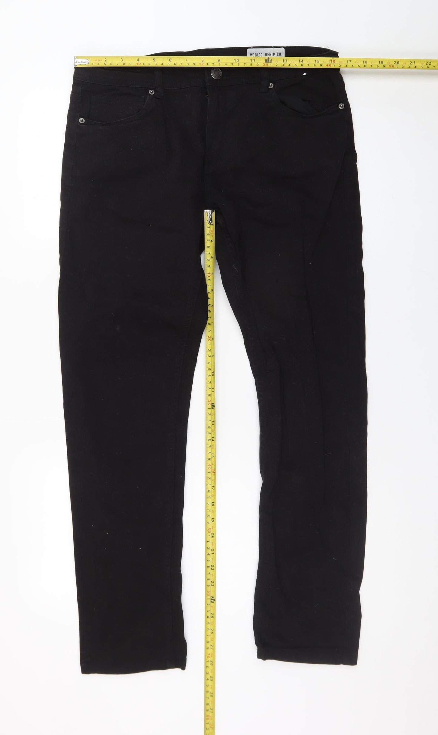 Denim Co Men’s Black Slim Fit Jeans W32 L30 Mid Rise