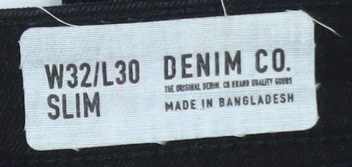 Denim Co Men’s Black Slim Fit Jeans W32 L30 Mid Rise