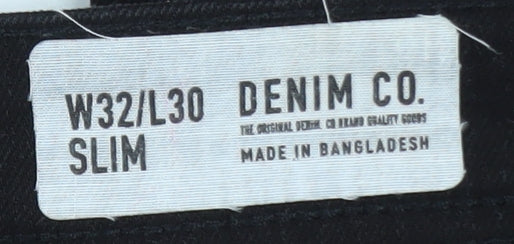 Denim Co Men’s Black Slim Fit Jeans W32 L30 Mid Rise