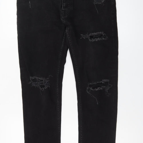 Denim Co. Men's Black Skinny Distressed Jeans 32W 30L