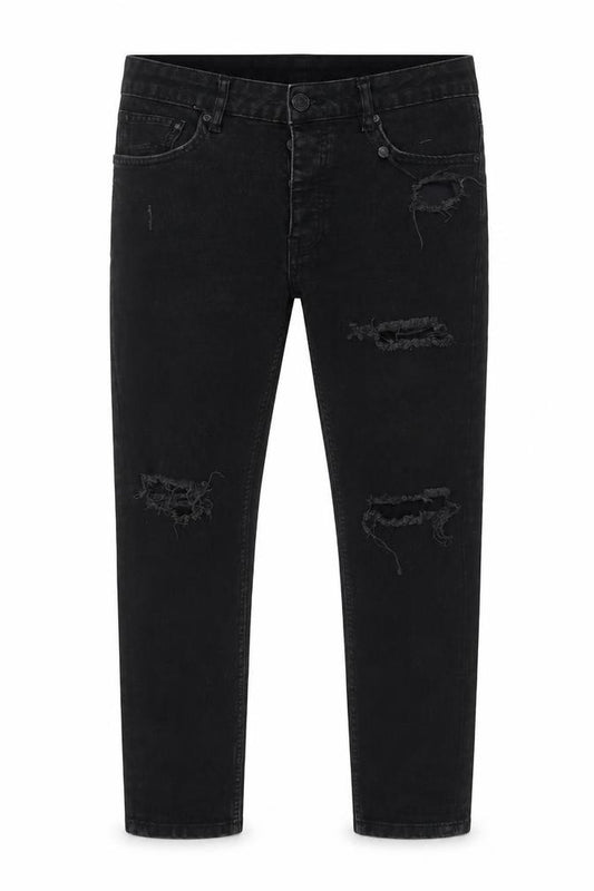 Denim Co. Men's Black Skinny Distressed Jeans 32W 30L