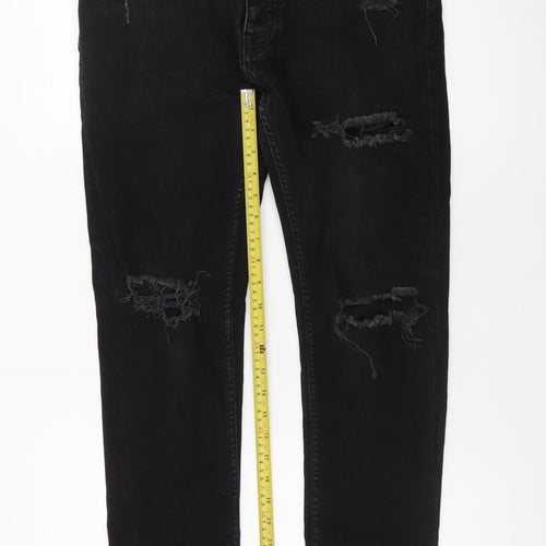 Denim Co. Men's Black Skinny Distressed Jeans 32W 30L