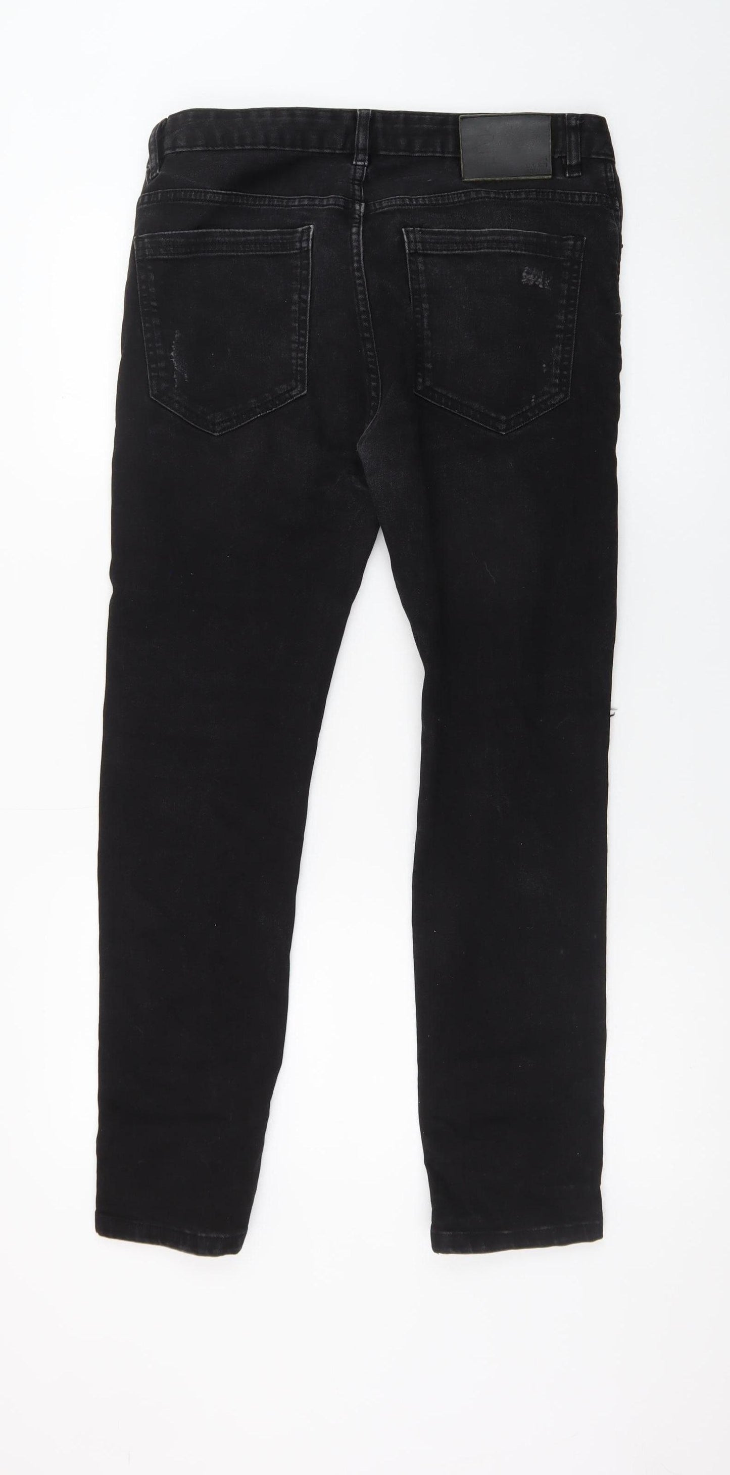 Denim Co. Men's Black Skinny Distressed Jeans 32W 30L