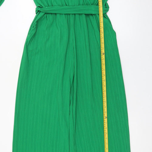 Next Women Green Size 14 Wide-Leg Belted Jumpsuit