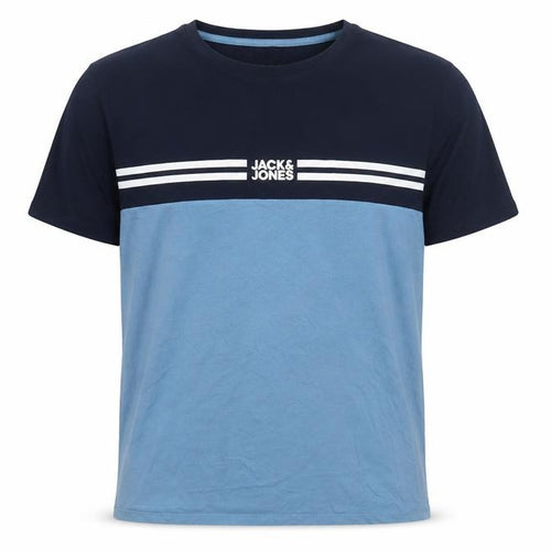 Jack & Jones Men's Blue 2XL Colourblock Crew Neck T-Shirt