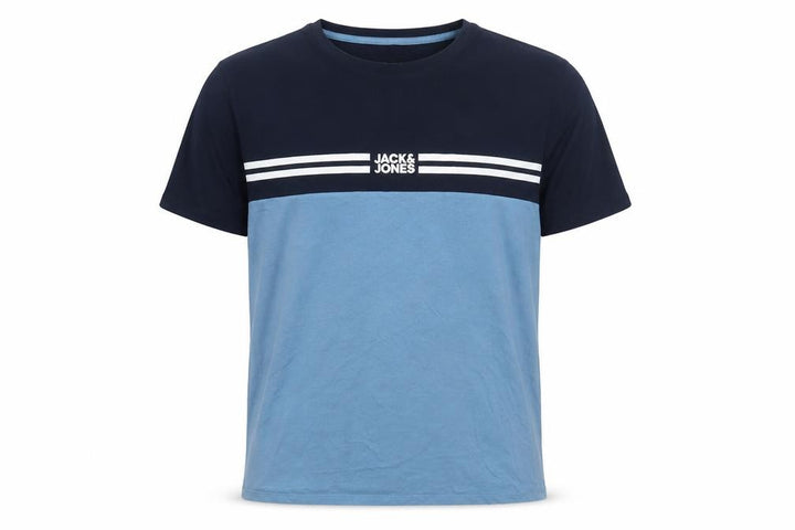 Jack & Jones Men's Blue 2XL Colourblock Crew Neck T-Shirt