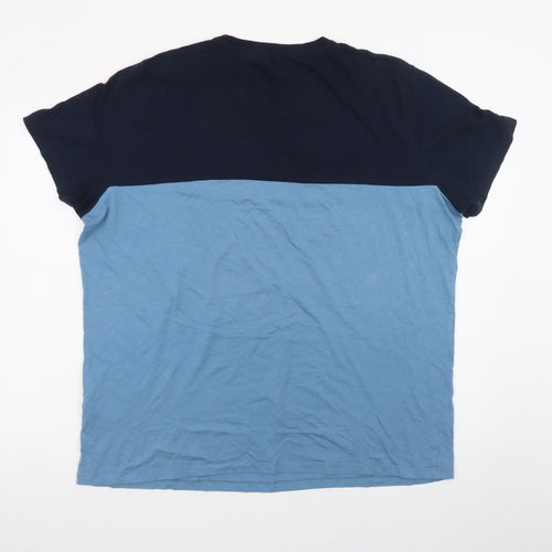 Jack & Jones Men's Blue 2XL Colourblock Crew Neck T-Shirt