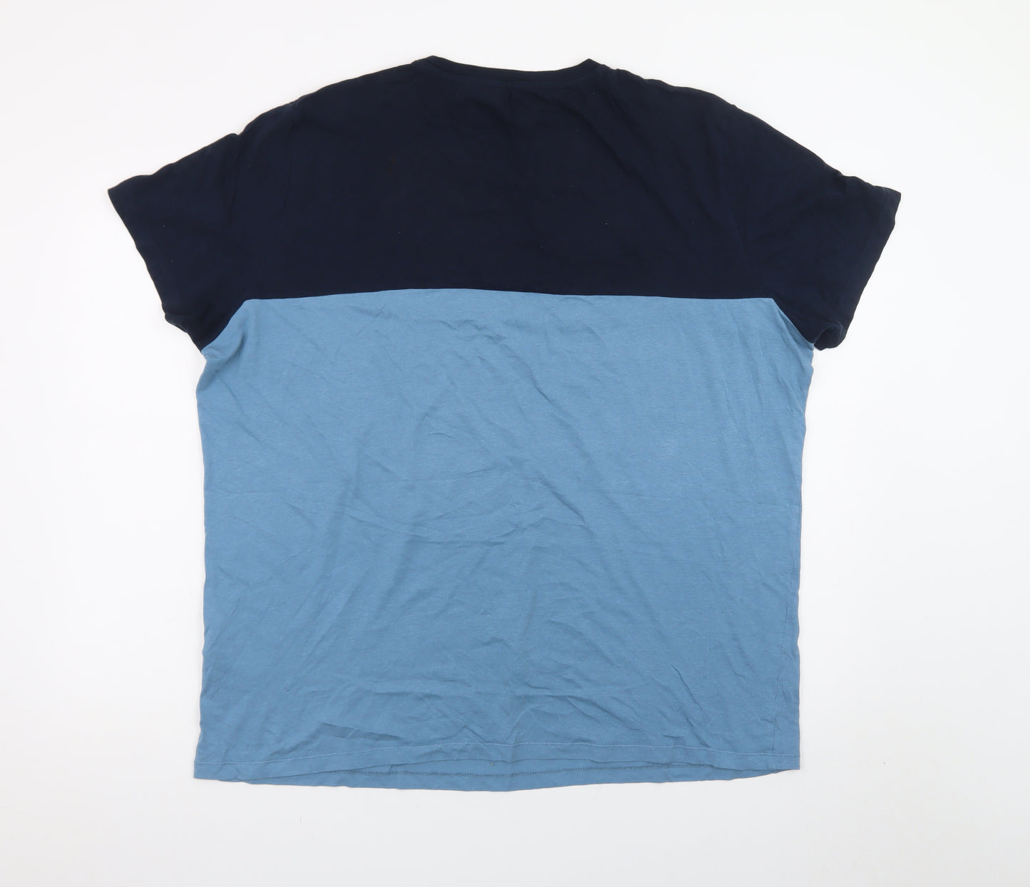 Jack & Jones Men's Blue 2XL Colourblock Crew Neck T-Shirt