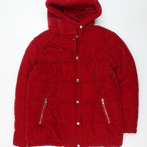 Marks and Spencer Womens Red Size 12 Velvet Puffer Jacket