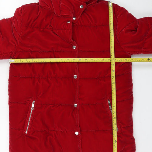 Marks and Spencer Womens Red Size 12 Velvet Puffer Jacket