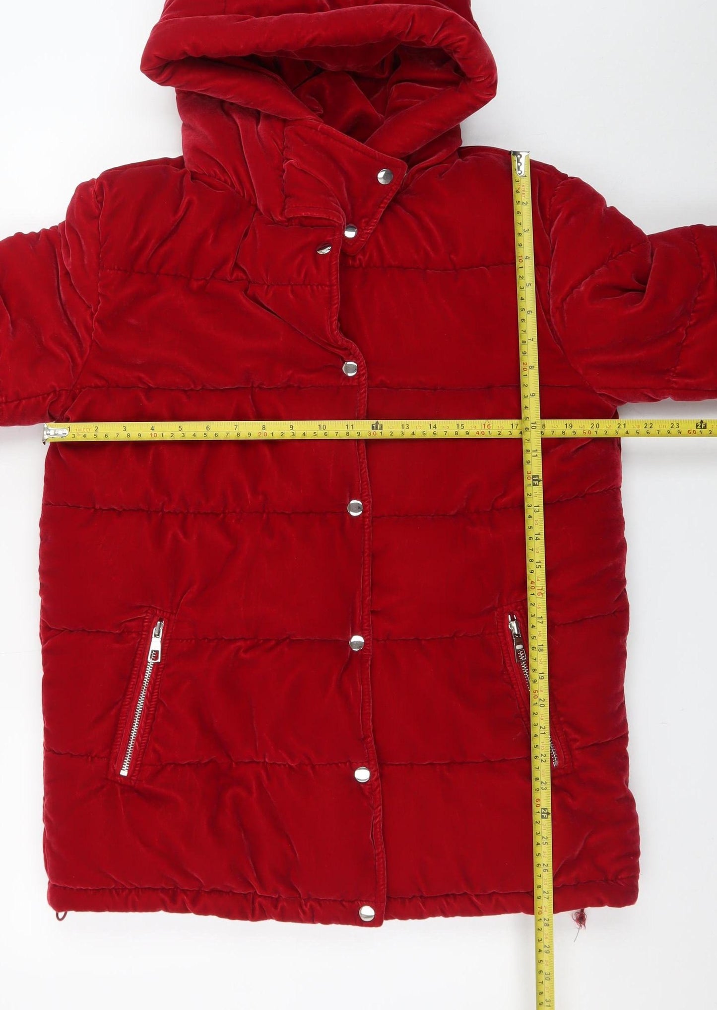 Marks and Spencer Womens Red Size 12 Velvet Puffer Jacket