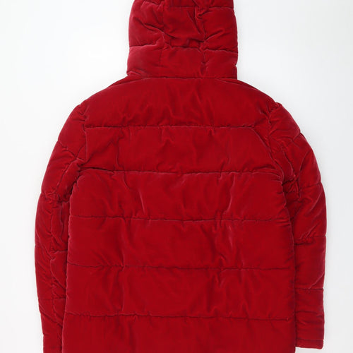 Marks and Spencer Womens Red Size 12 Velvet Puffer Jacket