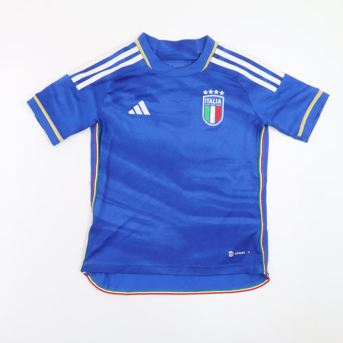 Adidas Boys Blue Italy Football Jersey T-Shirt 9-10 Years Short Sleeve