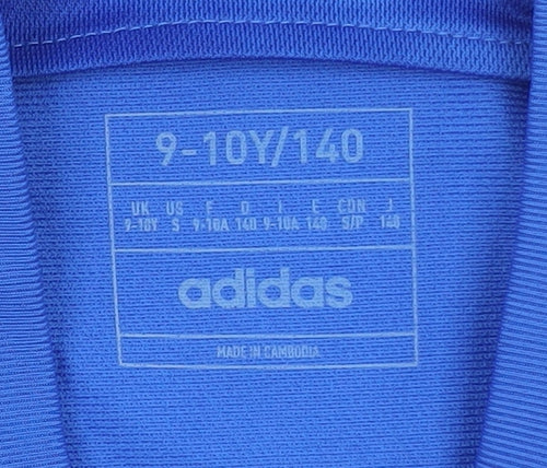 Adidas Boys Blue Italy Football Jersey T-Shirt 9-10 Years Short Sleeve