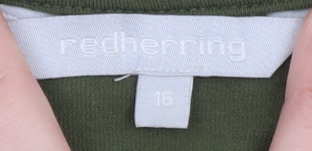 Red Herring Women's Green Longline Cardigan Size 16