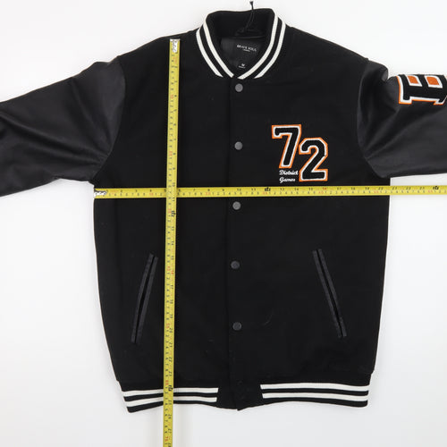 Brave Soul Men’s Black Varsity Jacket Medium Polyester Blend