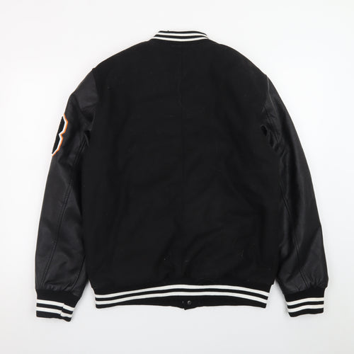 Brave Soul Men’s Black Varsity Jacket Medium Polyester Blend